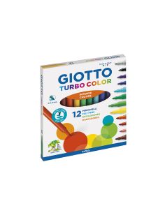 Rotulador Giotto Turbo Color Caja De 12 Colores Lavables Con Punta Bloqueada 2