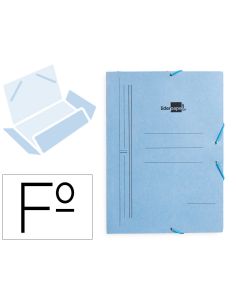 Carpeta liderpapel gomas tres solapas carton pintado folio color azul
